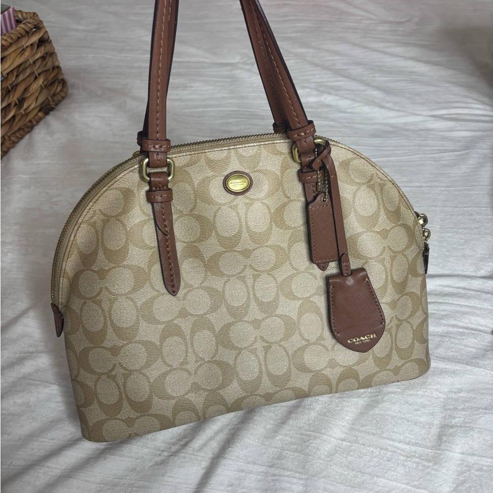 Coach Tan and Brown Signature Satchel